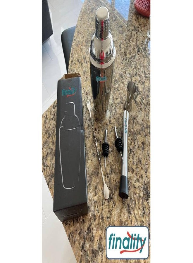 FINALITY Cocktail Shaker Set,Martini Mixer Shaker, 6 PCS Stainless Steel Shaker Bartending: Bar Shaker Measuring Jigger Mixing Spoon Muddler Pourers Professional Bar Tools for Martini Kit (500 ml) - Image 2